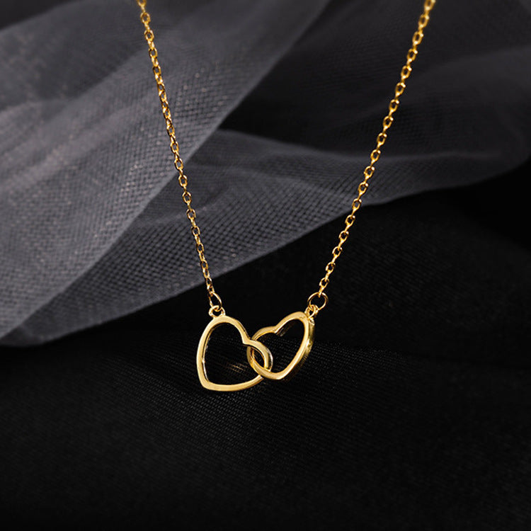 Titanium Steel Double Heart-shaped Female Clavicle Chain Necklaces