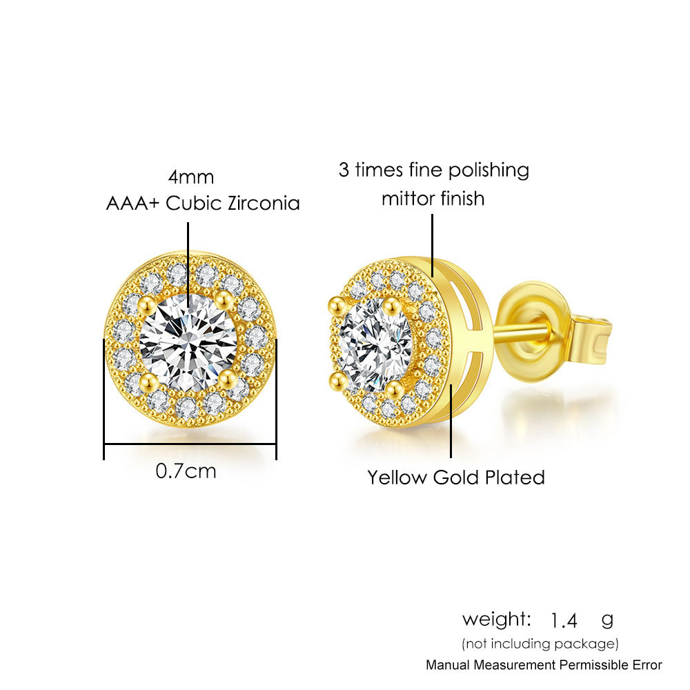 Men's Round Full Diamond Hip Hop Zircon Rings