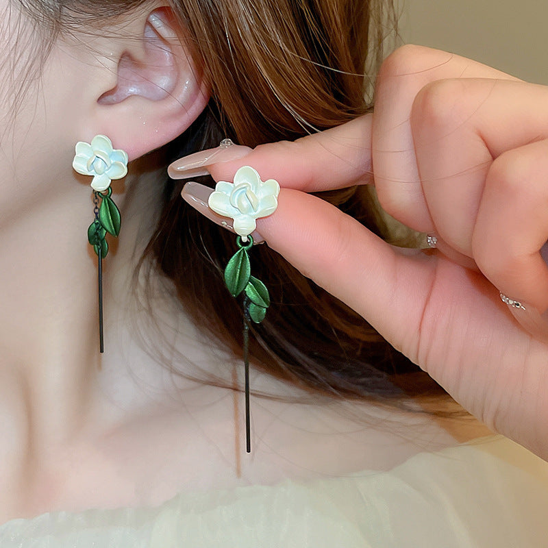 Chinese Style Flower Bamboo Tassel Fashion Trend Ear Hook Earrings