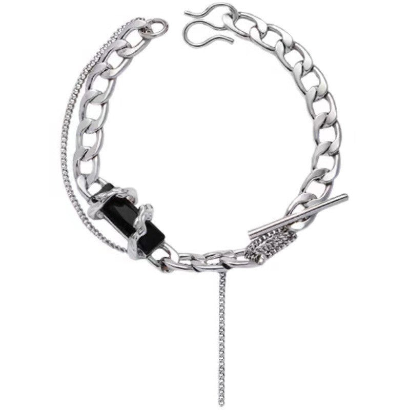 Women's & Men's Snake-shaped Neutral Obsidian Hip Hop Retro Cuban Couple Accessories Bracelets