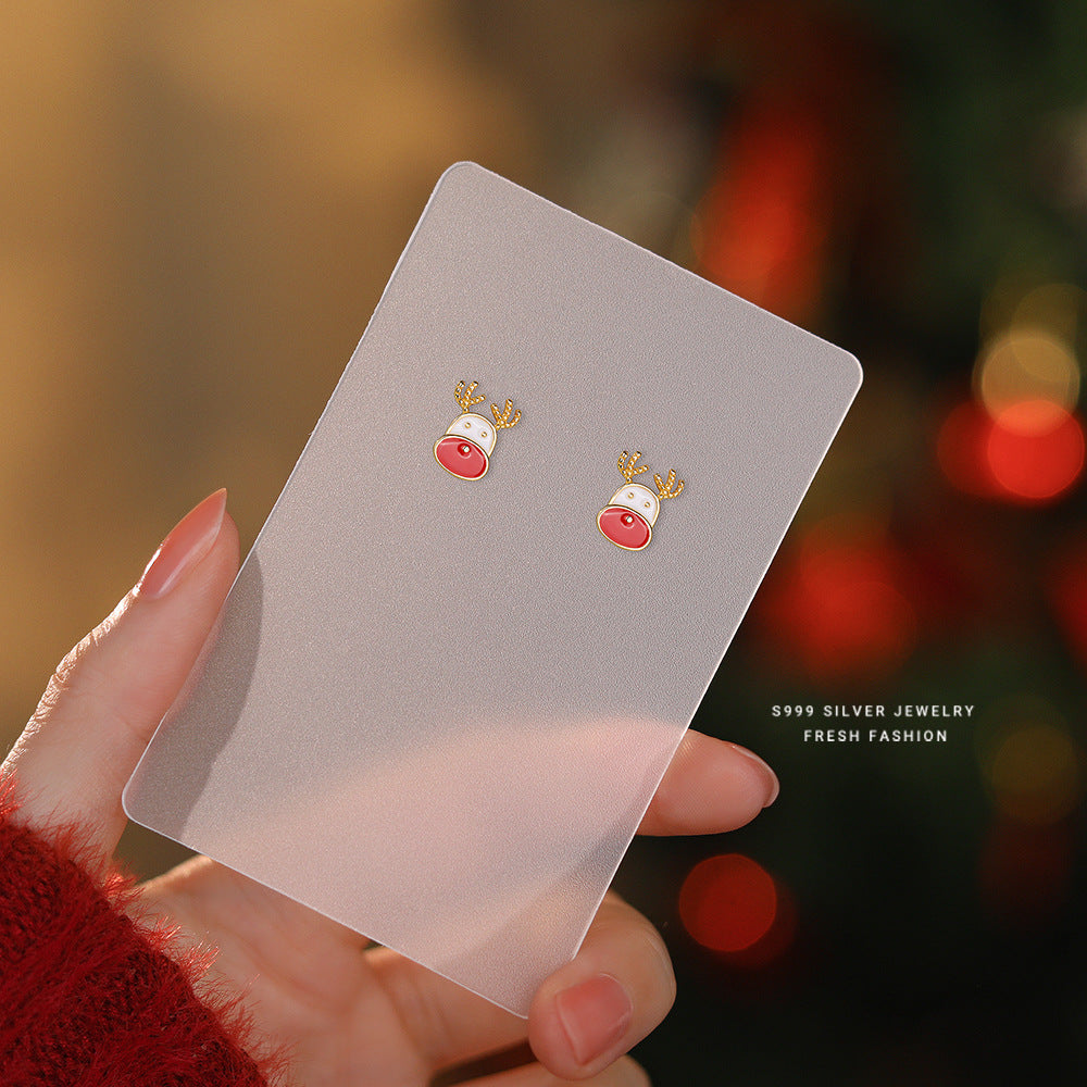 Pure Sier Christmas Tree Female Niche Earrings