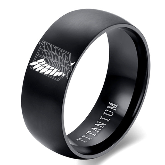 Attractive Stainless Steel Titanium Frosted Ornament Rings