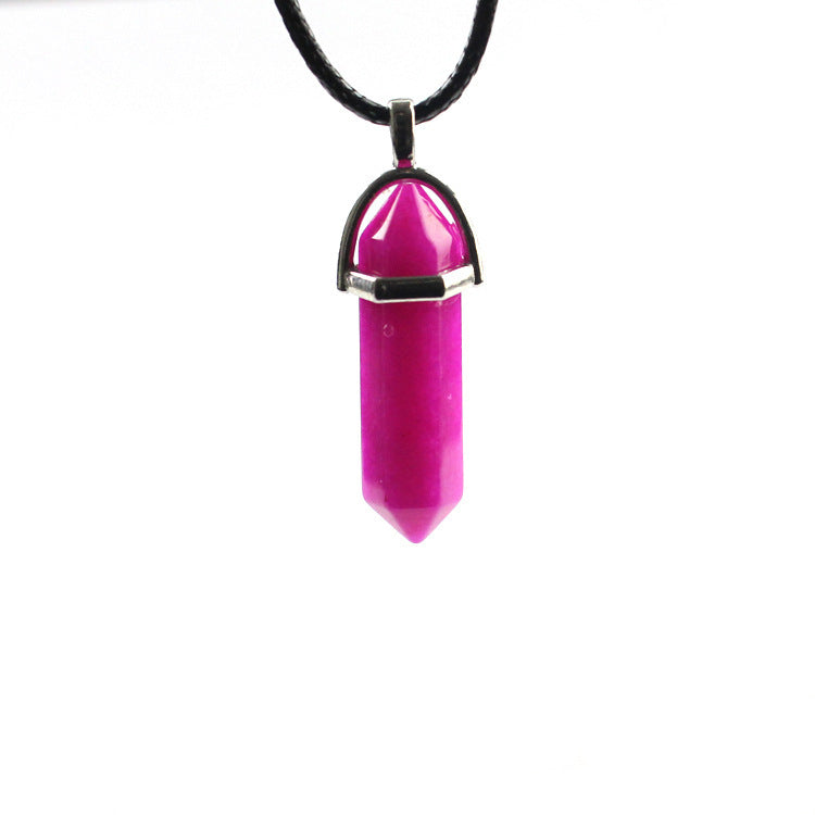 Natural Stone Hexagon Prism Fashion Crystal Necklaces