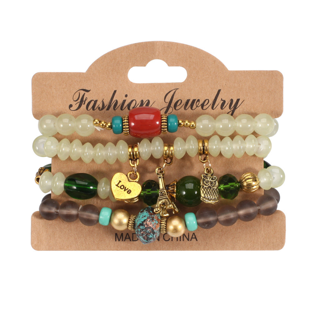 Bead Bohemian Owl Eiffel Tower Peace Bracelets