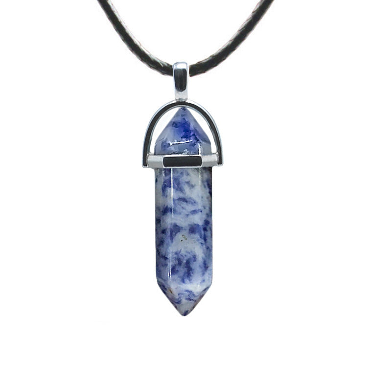 Natural Stone Hexagon Prism Fashion Crystal Necklaces