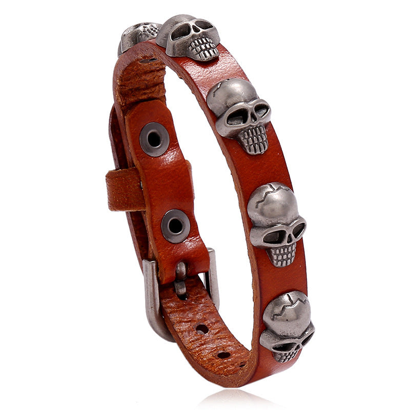 Women's & Men's Genuine Leather Skull Punk Rock Retro Bracelets