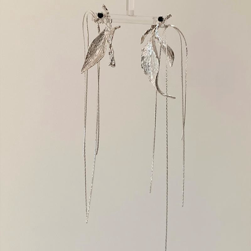 Sier Needle Cool Lady Temperament Butterfly Earrings