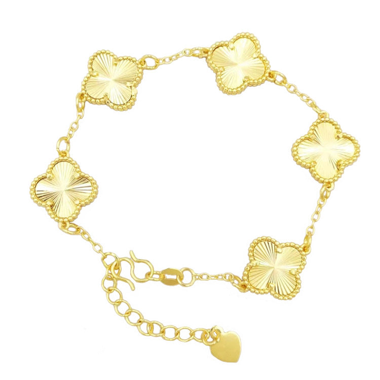 Women's Four-leaf Clover Gold-plated Carven Design Electroplated Imitation Gold Ethnic Style Bracelets
