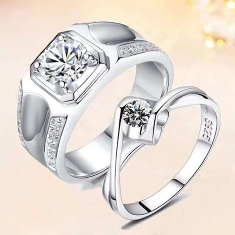 Women's & Men's Couple Pair Of Imitation Diamond Simple Rings