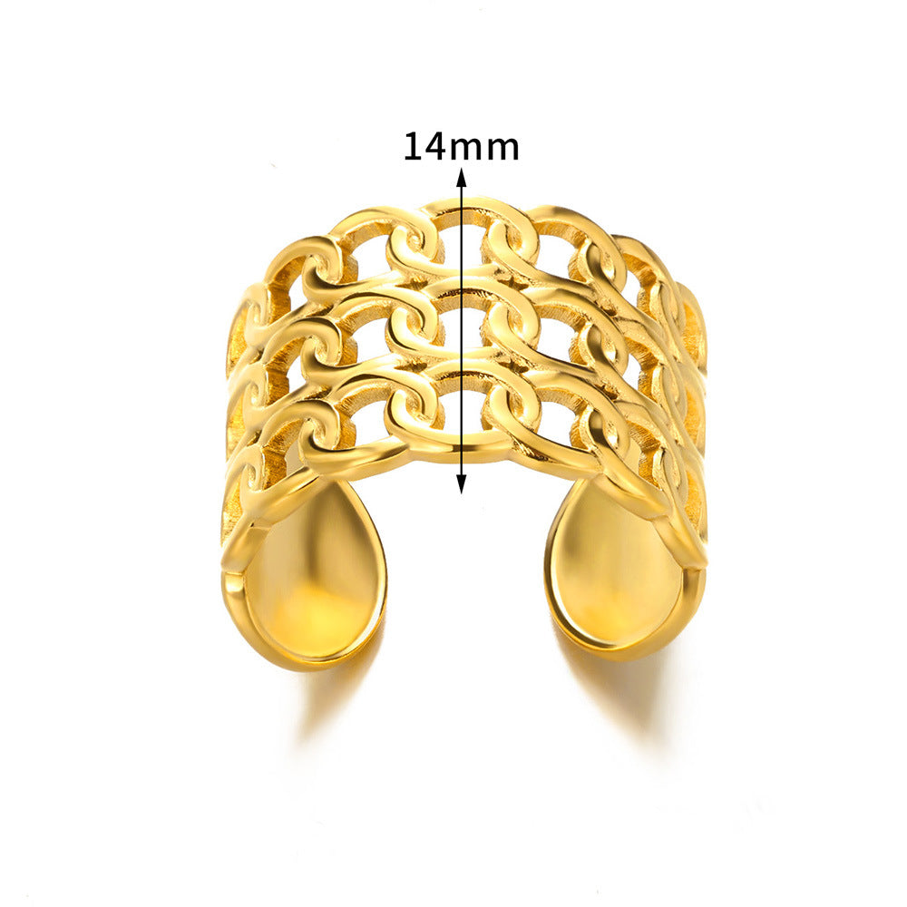 Women's & Men's Stainless Steel Snake Geometric Hollow Gold-plated Rings