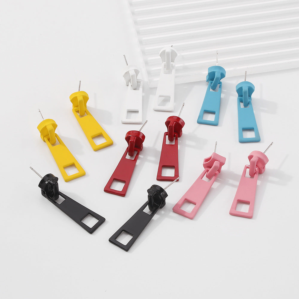Fashion Creative Design Personality Zipper Lock Head Simple Temperament Earrings
