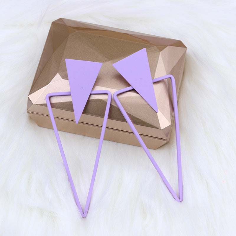 Triangle Stitching Spray Paint High Profile Earrings