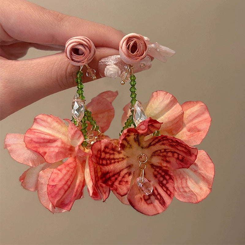 Flower Tassel Super Fairy Retro Atmosphere Earrings