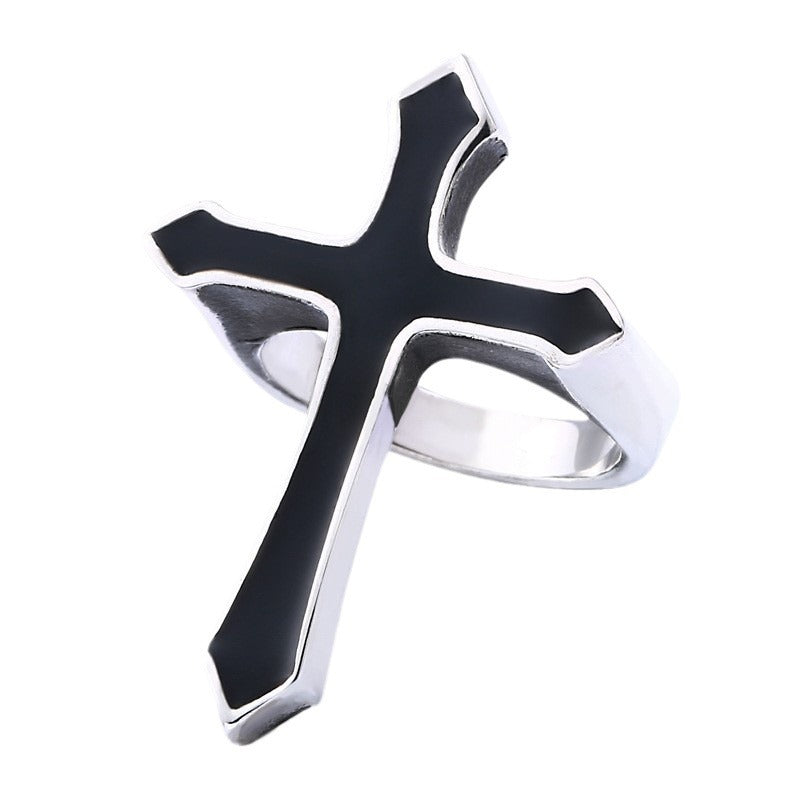 Men's Cross Simple Stainless Steel Personality Epoxy Rings
