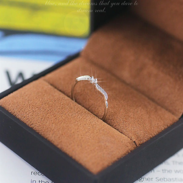 Leaf Fashion Simple Sier Plated Proposal Rings