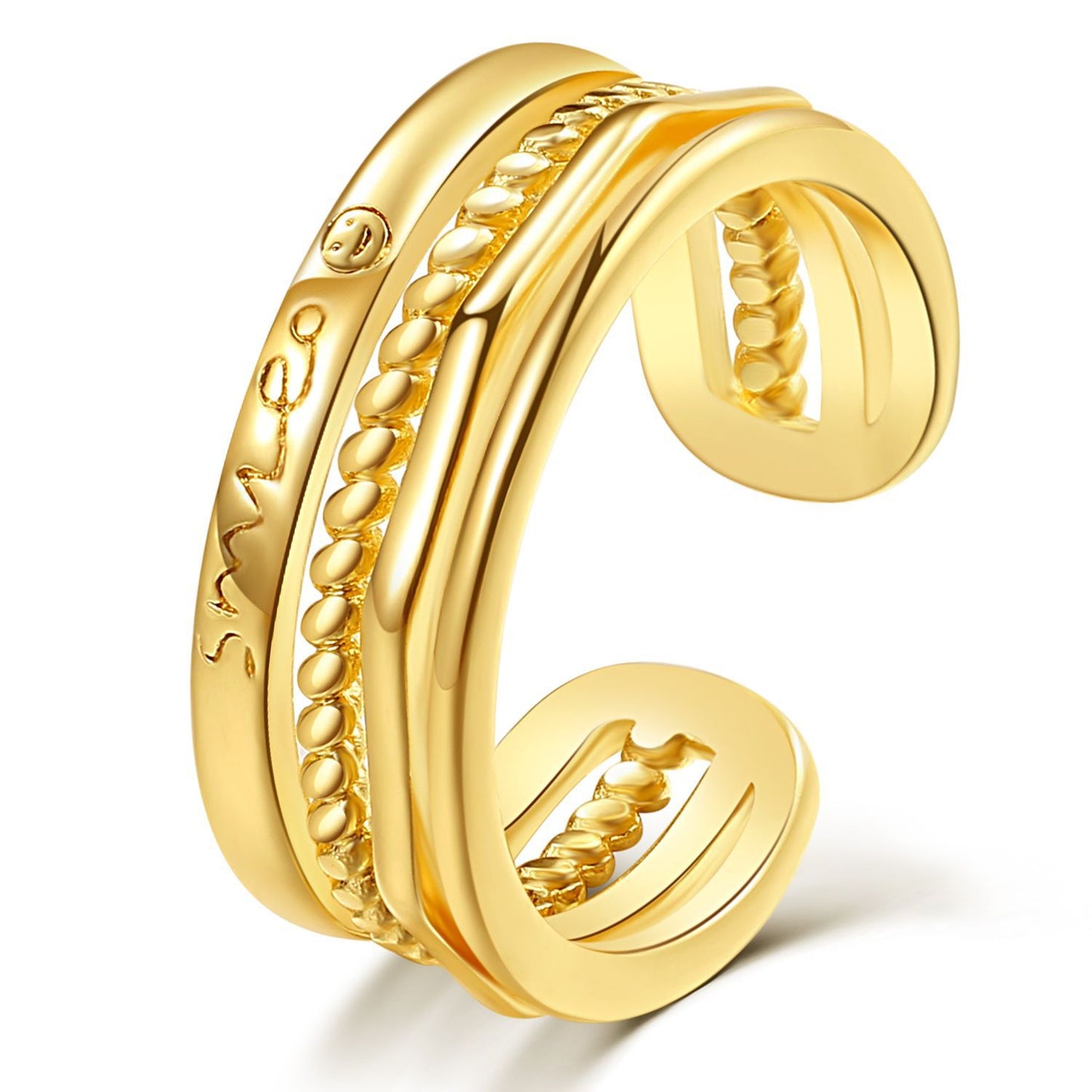 Open Letter Smiley Cross Love Surrounding Bamboo Joint Rings