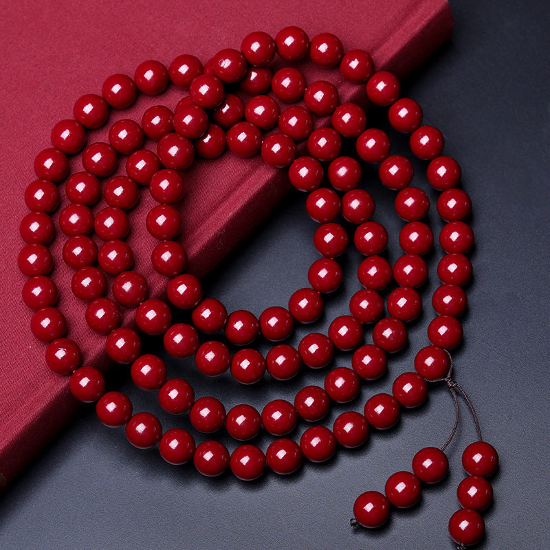 Women's Purple Gold Sand Cinnabar Beaded Single Ethnic Bracelets