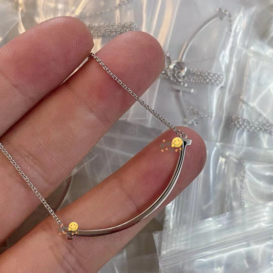 Full Diamond Smiley Face Clavicle Chain Necklaces