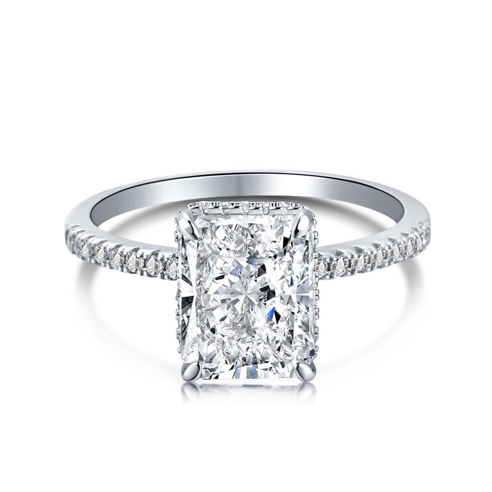 French Style Super Flash Square Diamond Ice Rings