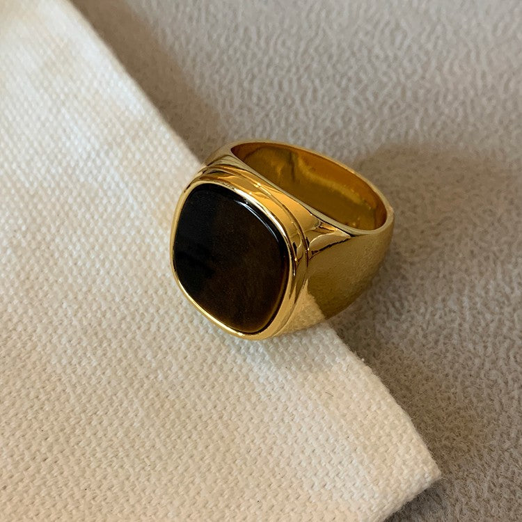 Style Ornament Imitation Tiger Eye Gemstone Female Rings