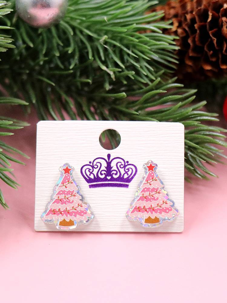 Stylish Creative Winter Christmas Acrylic Tree Earrings