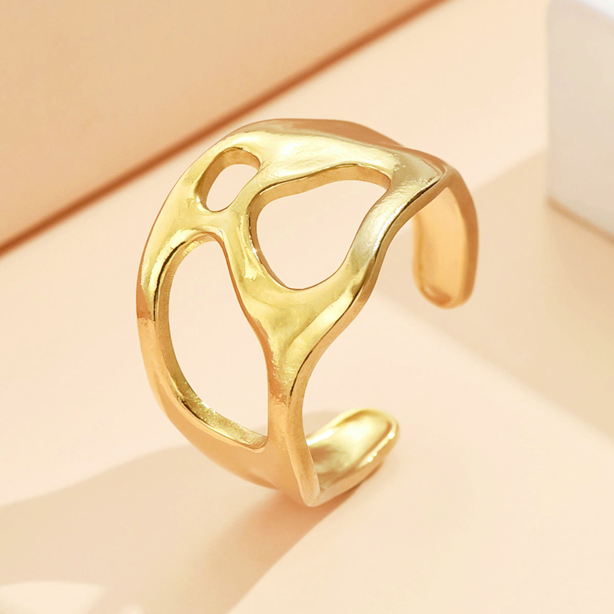 Baroque Irregular Liquid Design Stainless Steel Rings