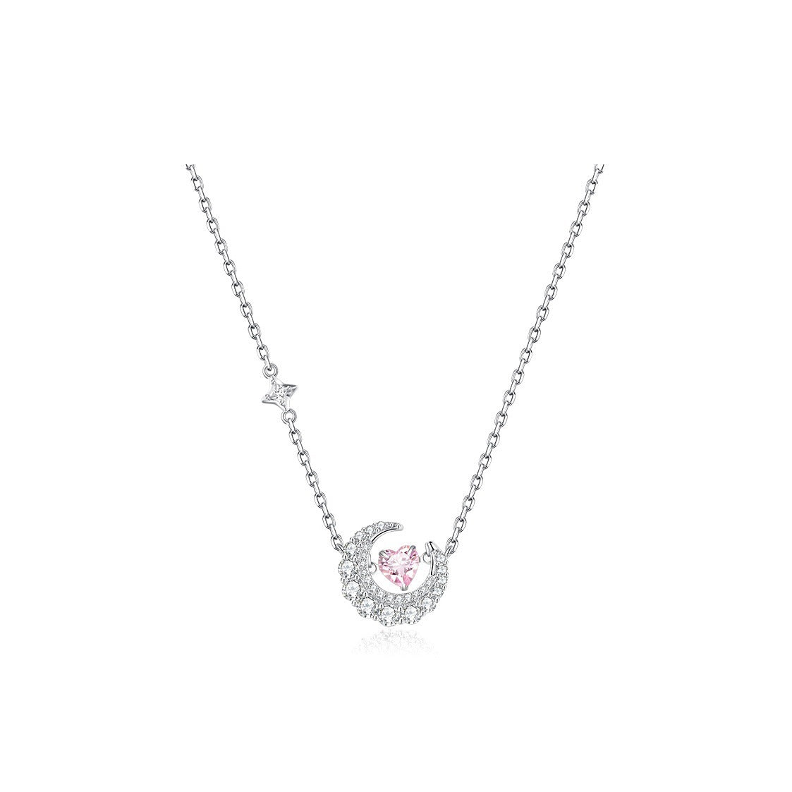 Series Female With Hearts Pink Diamond Star Moon Light Luxury Necklace