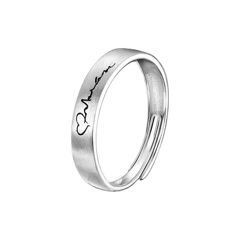 Men's Adjustable Heartbeat Couple Letters Style Valentine's Rings
