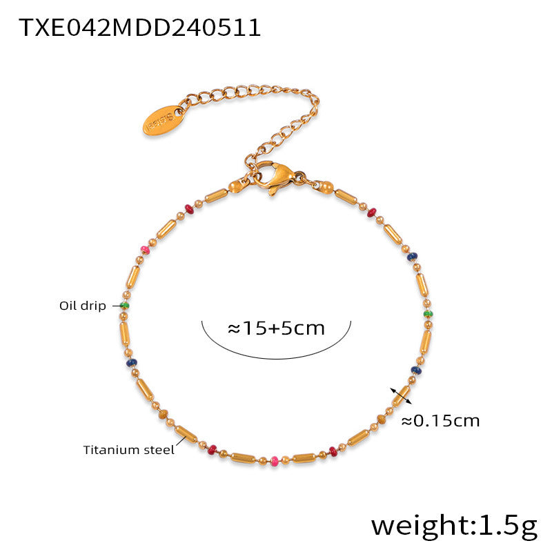 Women's Style Colorful Mini Design Drop Oil Round Bracelets