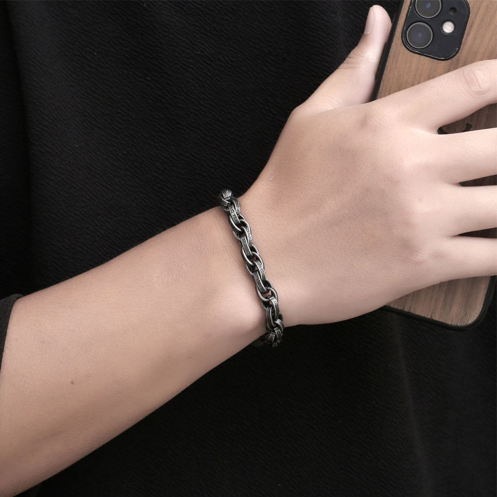 Men's Oriental Titanium Steel Vintage Distressed Handmade Chain Bracelets
