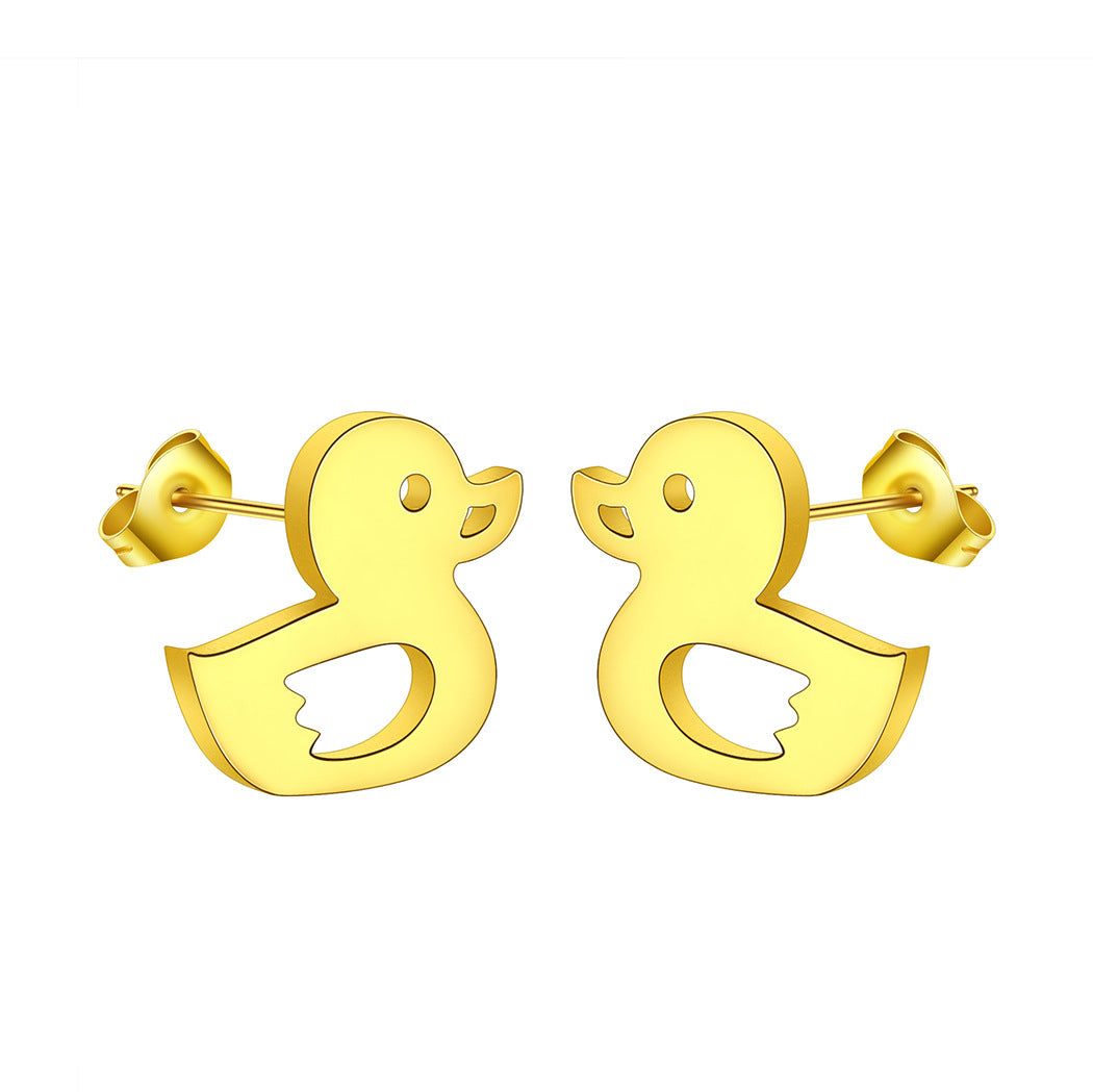 Women's Stainless Steel Cute Cartoon Duck Animal Piercing For Rings
