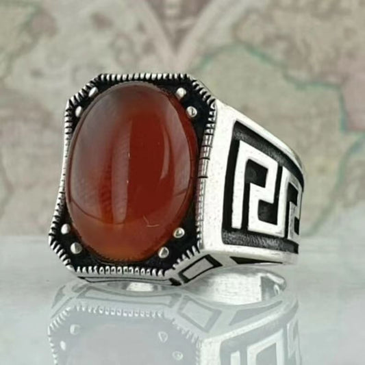 Men's Fashion Red Retro High Sense Hand Rings