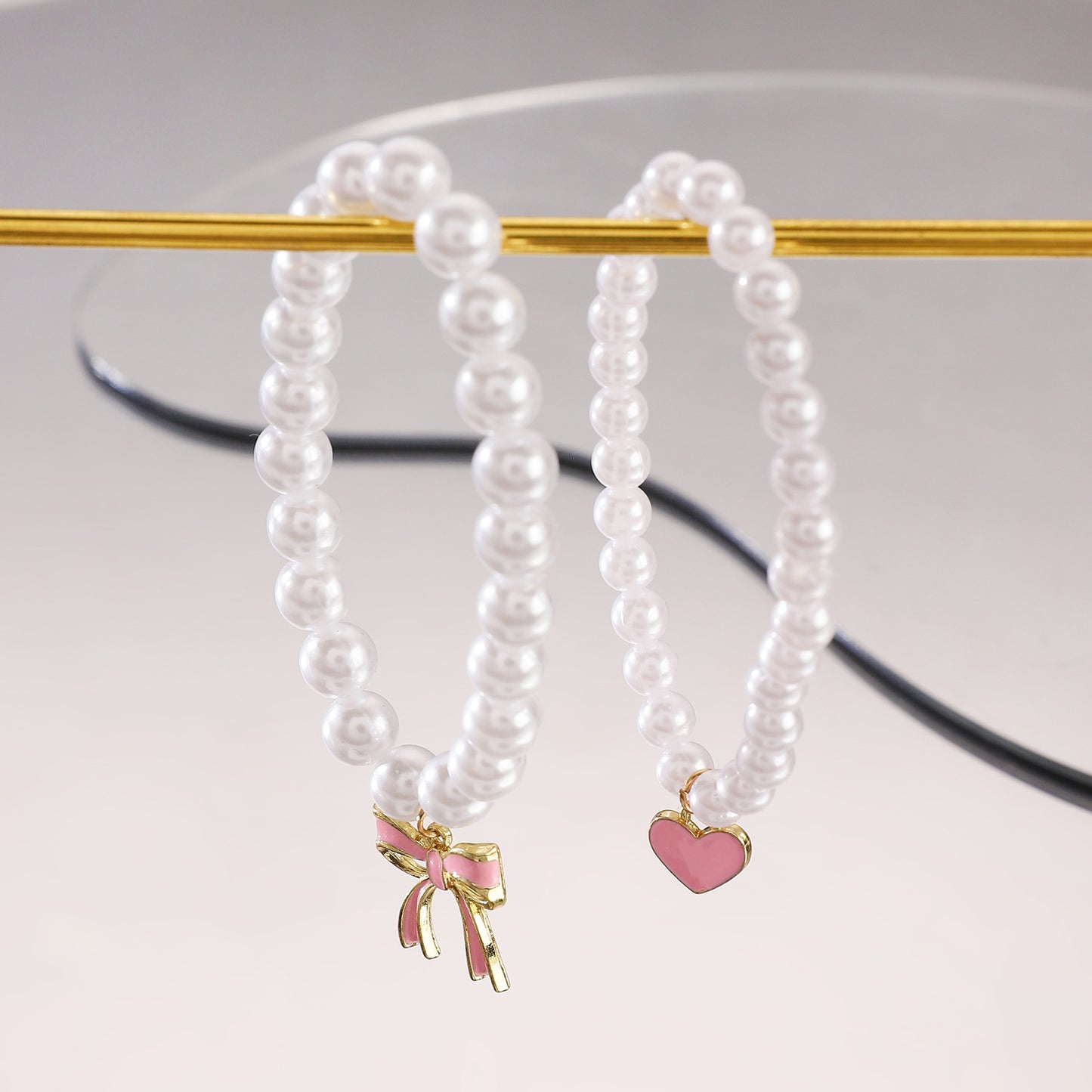 Sweet Pink Bow Pearl Female Personality Bracelets