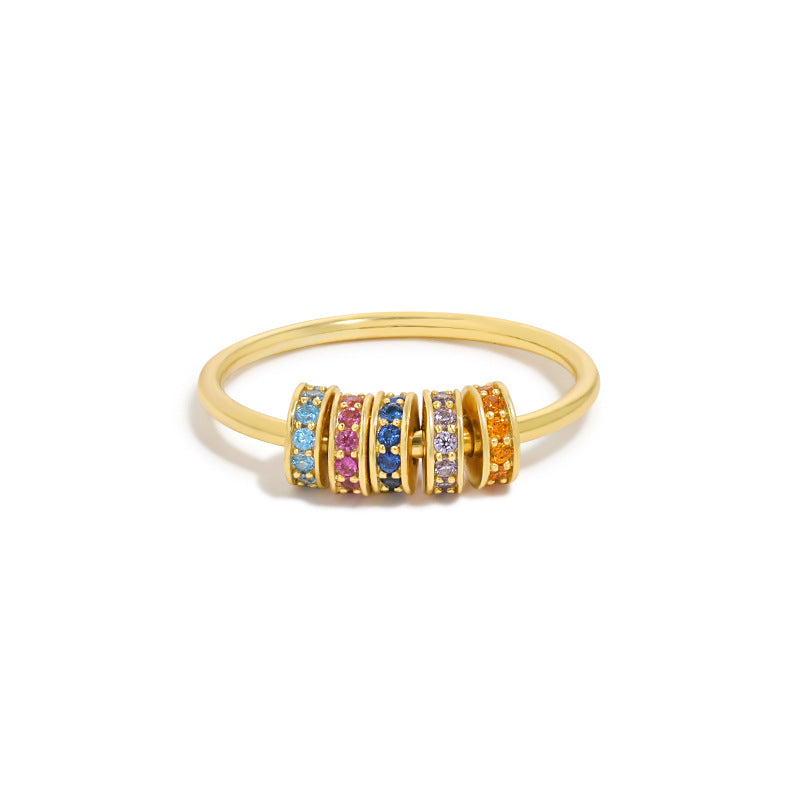 Anxiety Beads Color Zircon Female Simple Rings