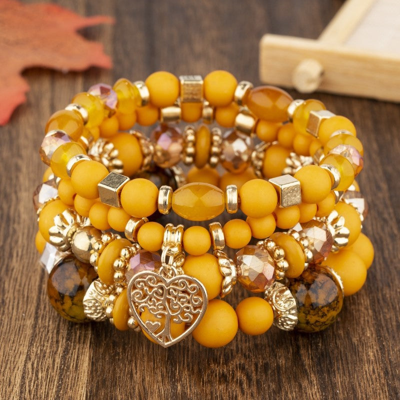 Style Crystal Peach Heart Beaded Ladies Bracelets