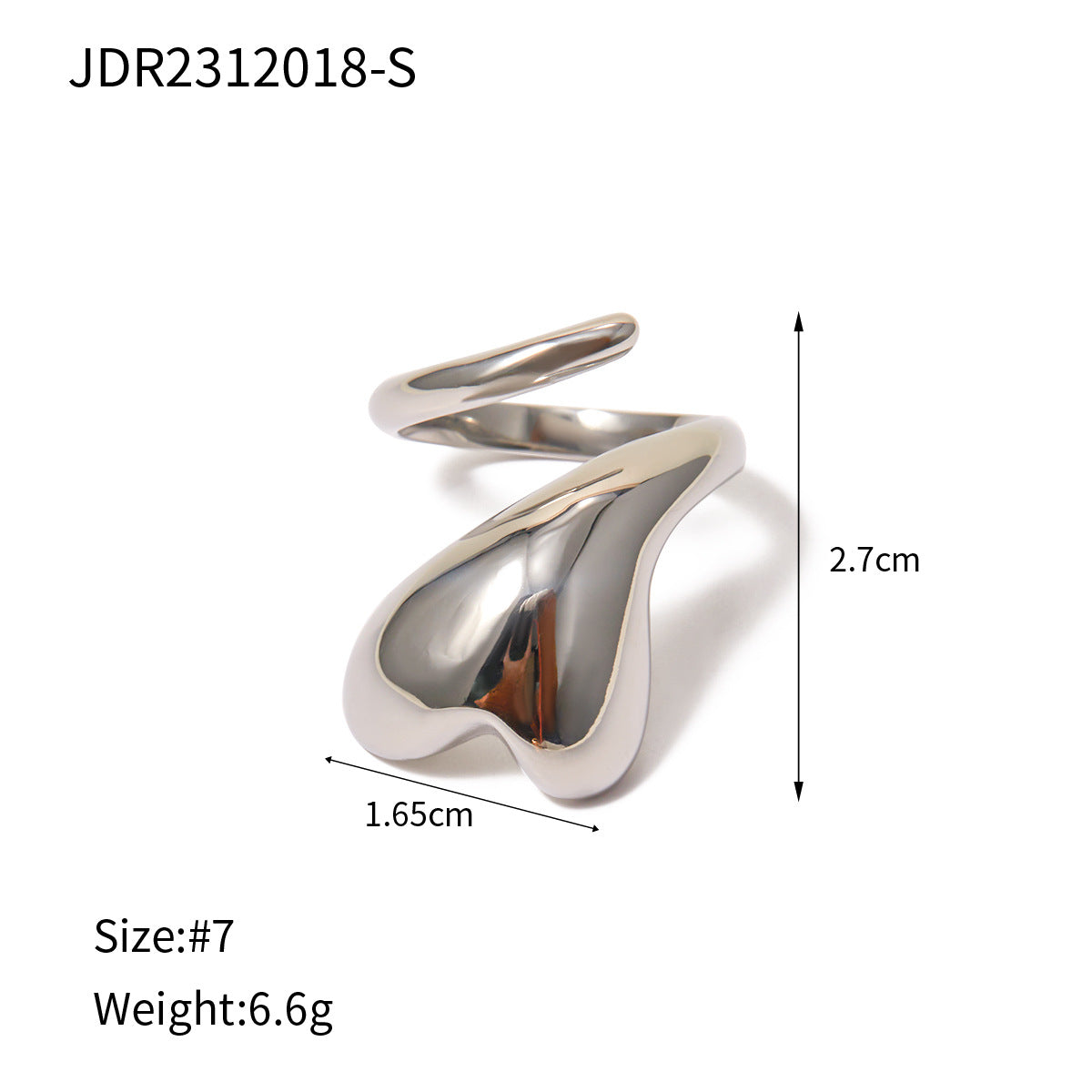 Style Gold Stainless Steel Heart-shaped Winding Open Rings