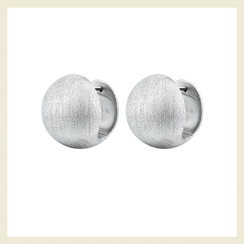 Brushed Ball Female Sier Simple Elegant Earrings