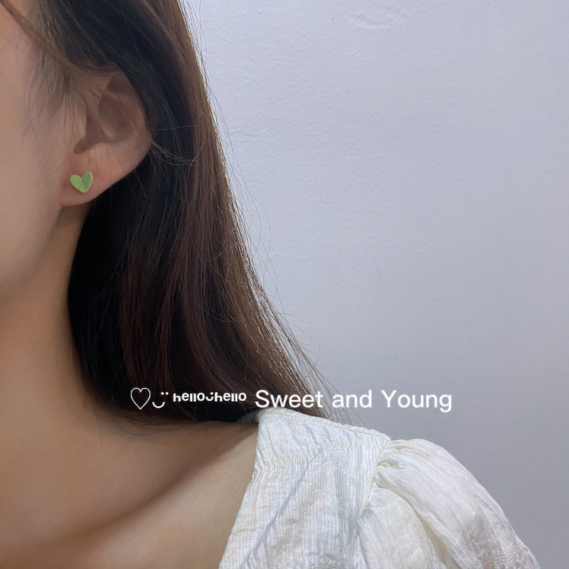 Ceramic Three-dimensional Colored Loving Heart Sweet Cute Earrings