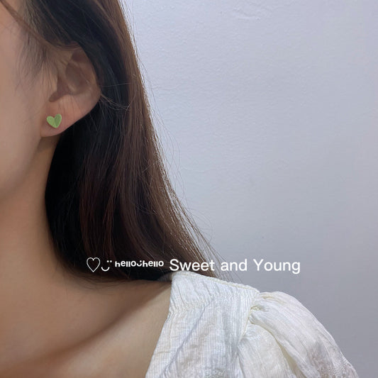 Ceramic Three-dimensional Colored Loving Heart Sweet Cute Earrings