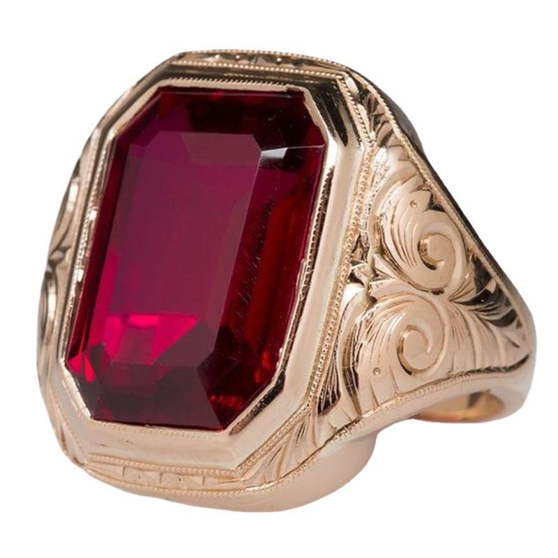 Men's Simple Zircon Inlaid Big Gem Business Rings