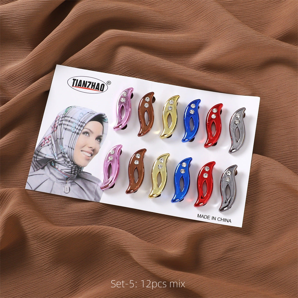 Oval Color Plastic Buckle Neck Clip Veil Pin Silk Brooches