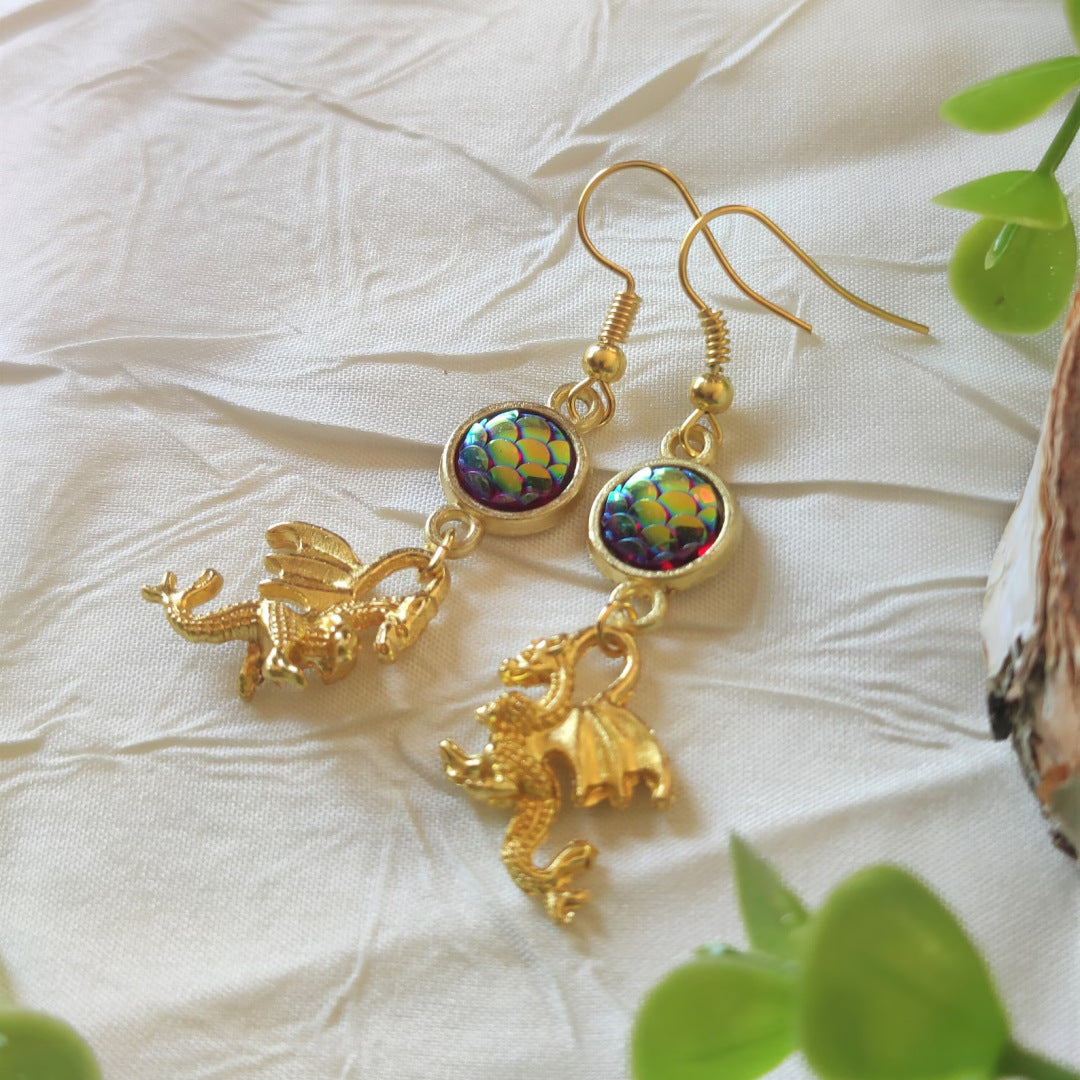 Women's Dragon Gift For Resin Scales Egg Role Play Earrings