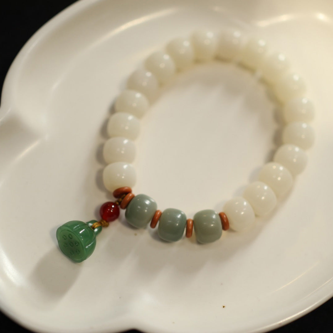 Bodhi White Jade Lotus Buddha Beads Rosary Seed Scenic Spot Bracelet