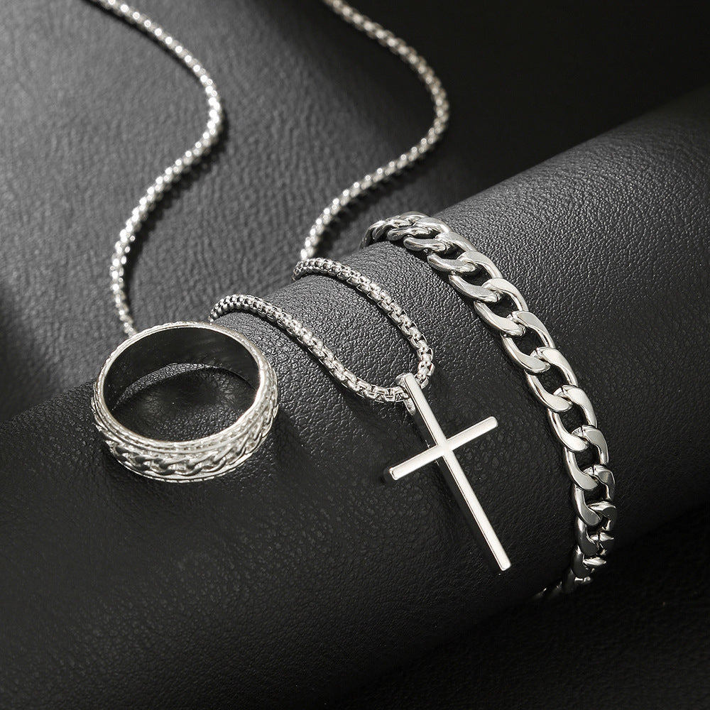 Slouchy Elegant Cross Chain Three Sets Jewelry Set