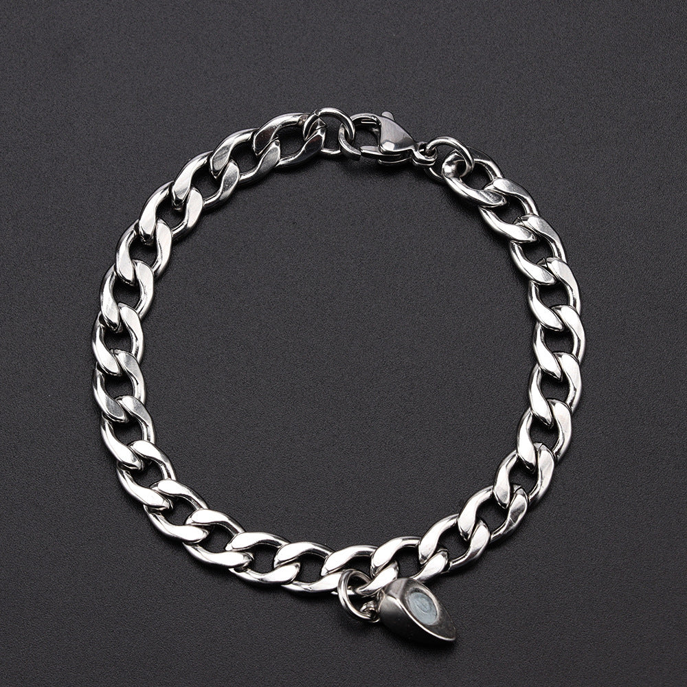 Men's Stainless Steel Titanium Cuban Love Magnet Bracelets