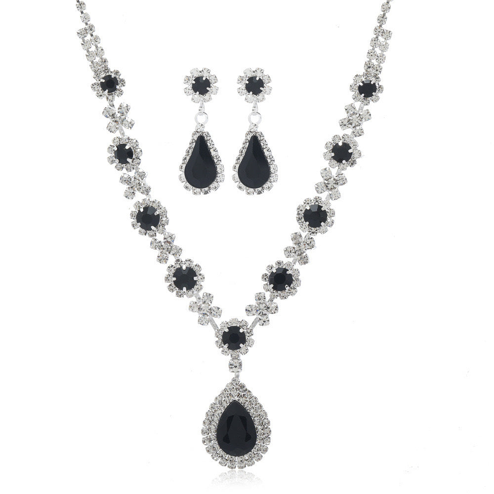 Drop-shaped Ink Blue Suite Claw Chain Jewelry Set
