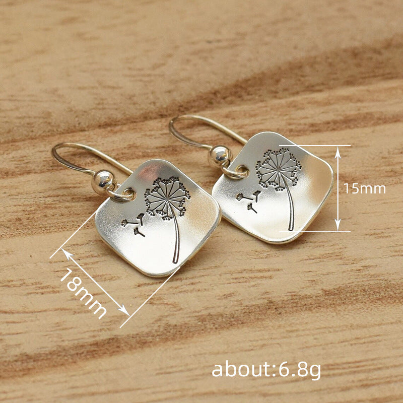 Women's Simple Retro Square Dandelion Personalized Fashion Earrings
