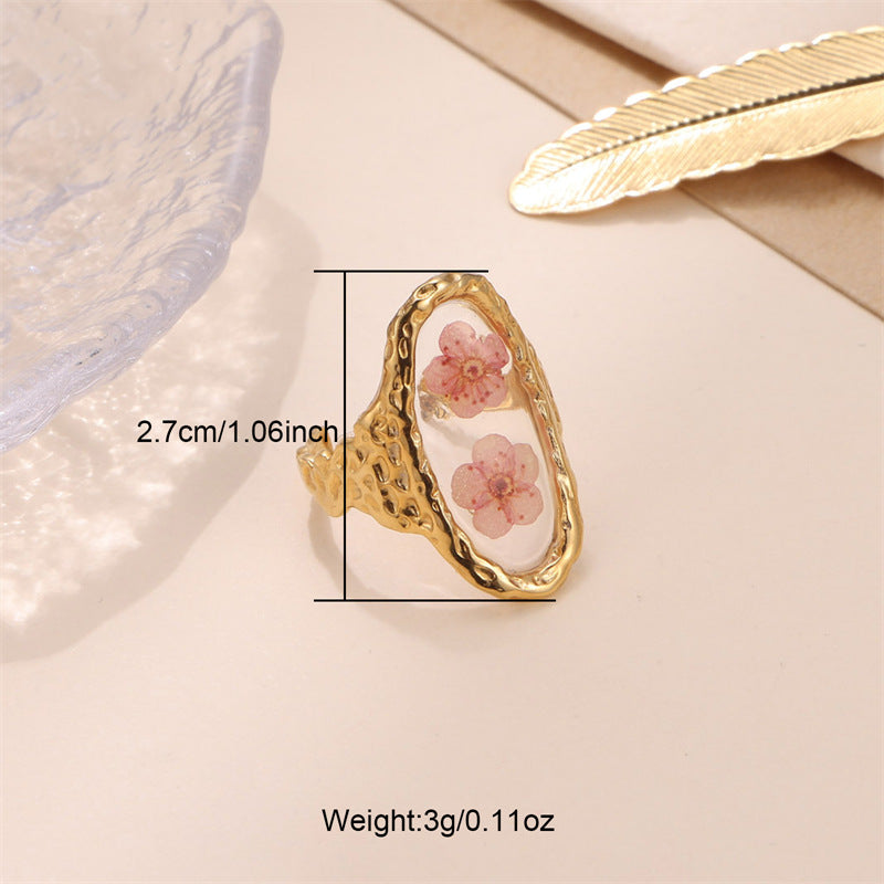Women's Jewelry Preserved Fresh Flower Series Stainless Steel Design Rings