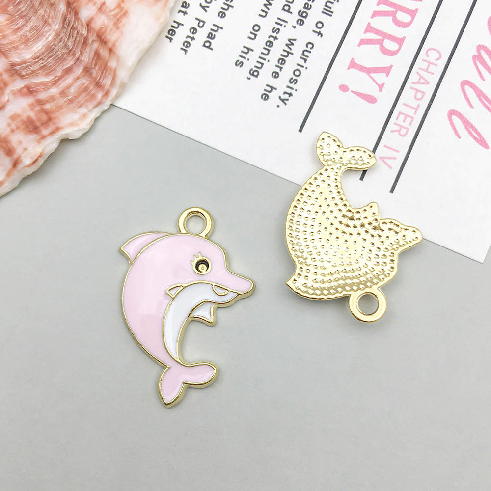 Oil Dripping Alloy Ocean Seahorse Dolphin Series Jewelry Accessories
