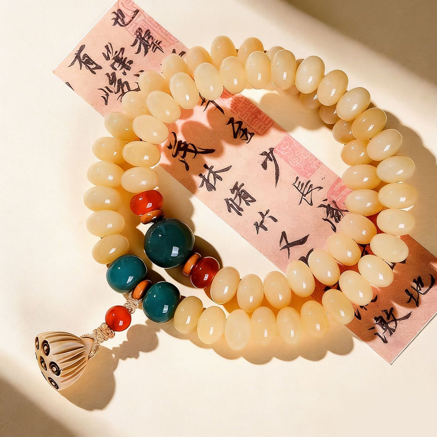 Chinese Double Circle Lotus Seedpod Couple Decompression Cultural Artifact Bracelet